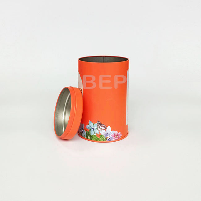 Premium Custom Orange Round Tin Container for Tea & Coffee