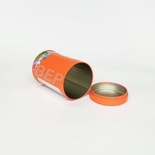 Premium Custom Orange Round Tin Container for Tea & Coffee