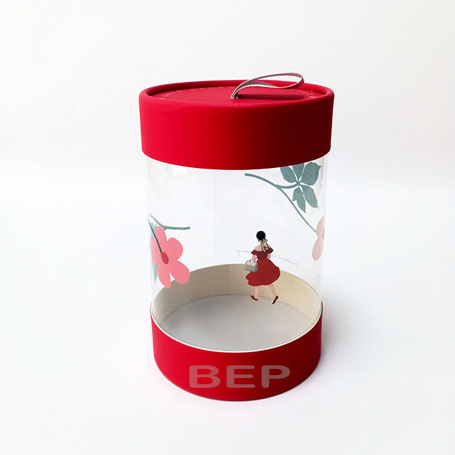 Custom Printed Plastic Container with paperboard lid and base