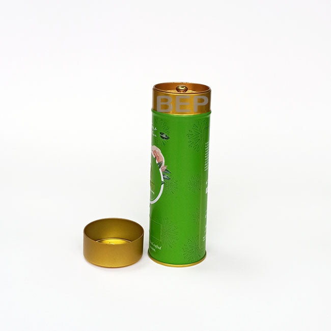 Tall Green Decorative Tin with Removable Inner Lid