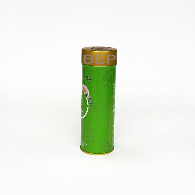 Tall Green Decorative Tin with Removable Inner Lid