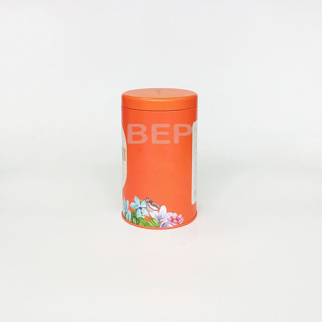 Premium Custom Orange Round Tin Container for Tea & Coffee