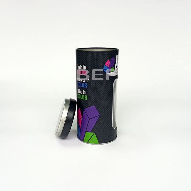 Sleek Black Windowed Metal Tin Box