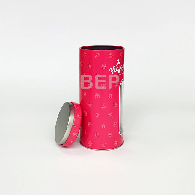 Festive Red Windowed Cookie Tin