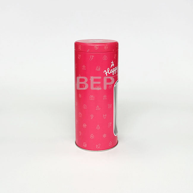 Festive Red Windowed Cookie Tin