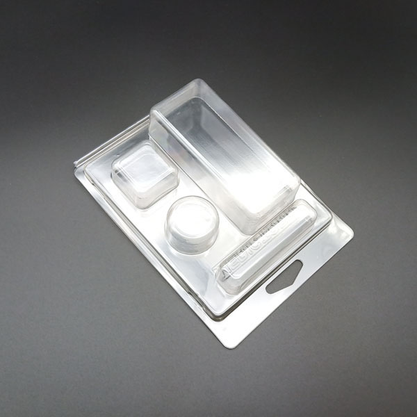 Clear plastic blister packaging with hanger